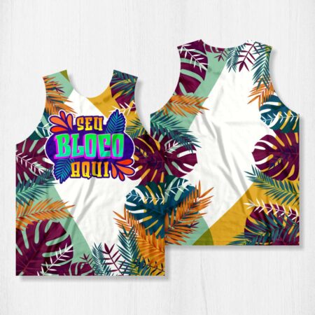 Arte para Abadá Bloco Carnaval Floral Branco - modelo-23A084