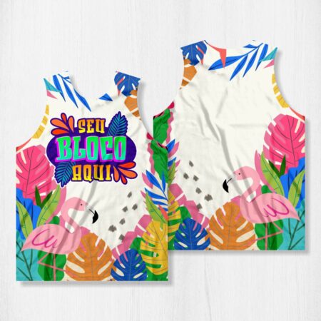 Arte para Abadá Bloco Carnaval Floral Garças - modelo-23A083