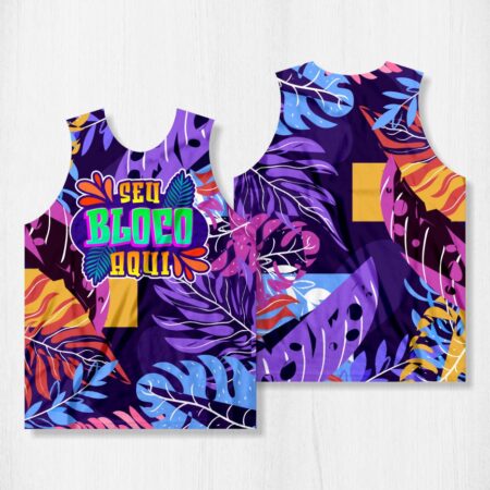 Arte para Abadá Bloco Carnaval Floral Roxo - modelo-23A032
