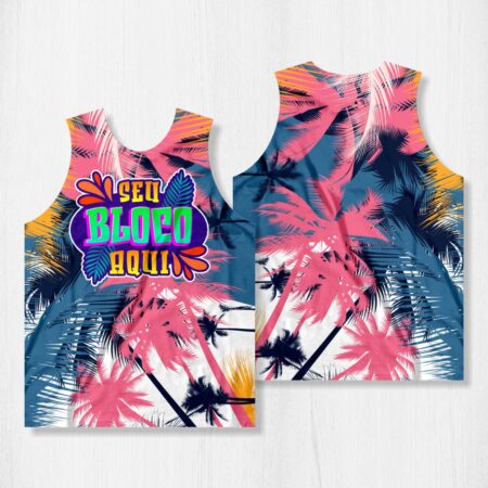 Arte para Abadá Bloco Carnaval Floral Tropical - modelo-23A085