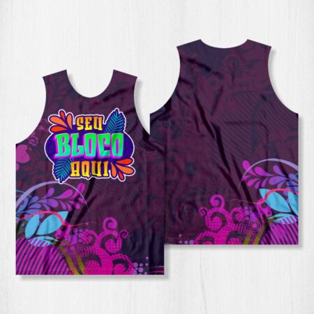 Arte para Abadá Bloco Carnaval Floral Roxo - modelo-23A013