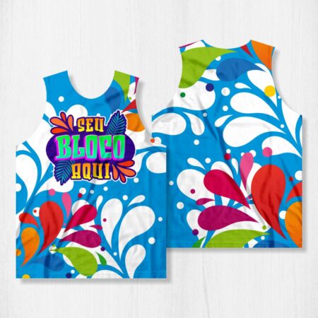 Arte para Abadá Bloco Carnaval Gotas Azul - modelo-23A016