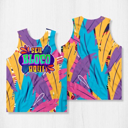 Arte para Abadá Bloco Carnaval Penas Coloridas - modelo-23A005
