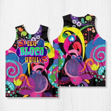 Arte para Abadá Bloco Carnaval Preto Colorido - modelo-23A009