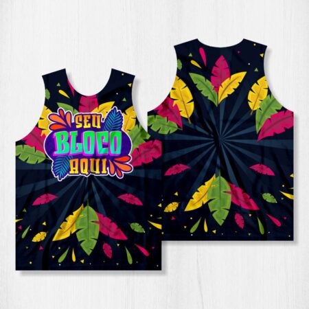 Arte para Abadá Bloco Carnaval Preto Floral - modelo-23A047