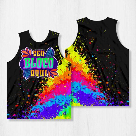 Arte para Abadá Bloco Carnaval Preto Splash Colorido - modelo-23A027