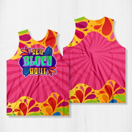 Arte para Abadá Bloco Carnaval Rosa e Amarelo - modelo-23A023