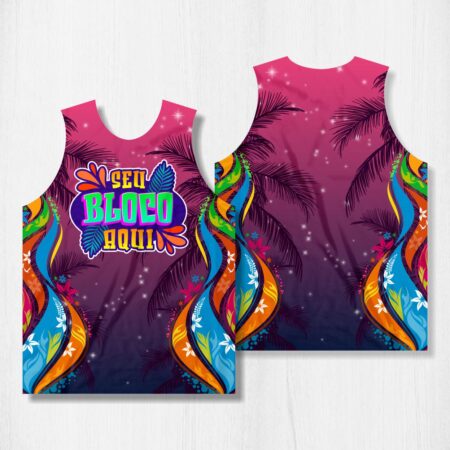 Arte para Abadá Bloco Carnaval Rosa Tropical - modelo-23A092