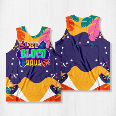 Arte para Abadá Bloco Carnaval Roxo e Amarelo - modelo-23A007