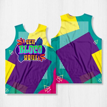 Arte para Abadá Bloco Carnaval Roxo e Azul - modelo-23A071