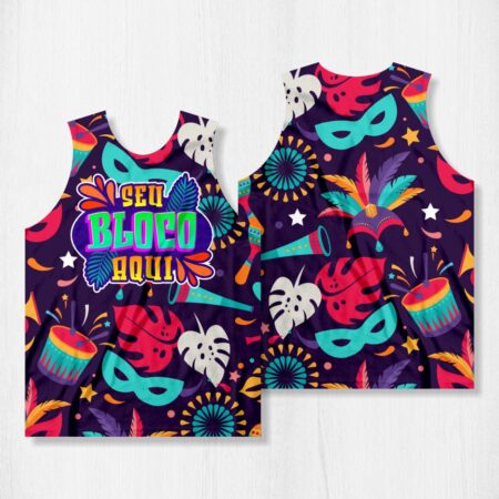Arte para Abadá Bloco Carnaval Roxo e Vermelho - modelo-23A053