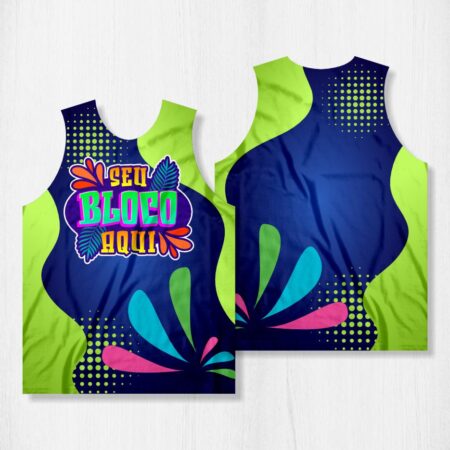 Arte para Abadá Bloco Carnaval Verde e Azul - modelo-23A002