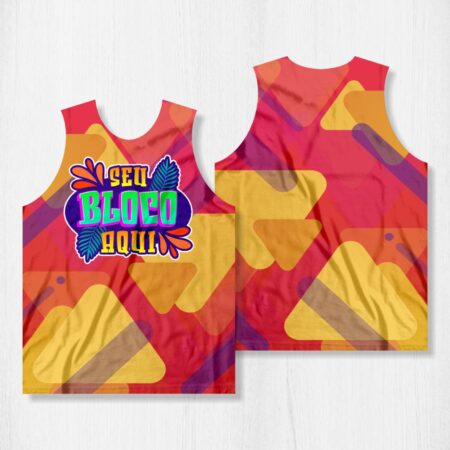 Arte para Abadá Bloco Carnaval Vermelho Geometric - modelo-23A019