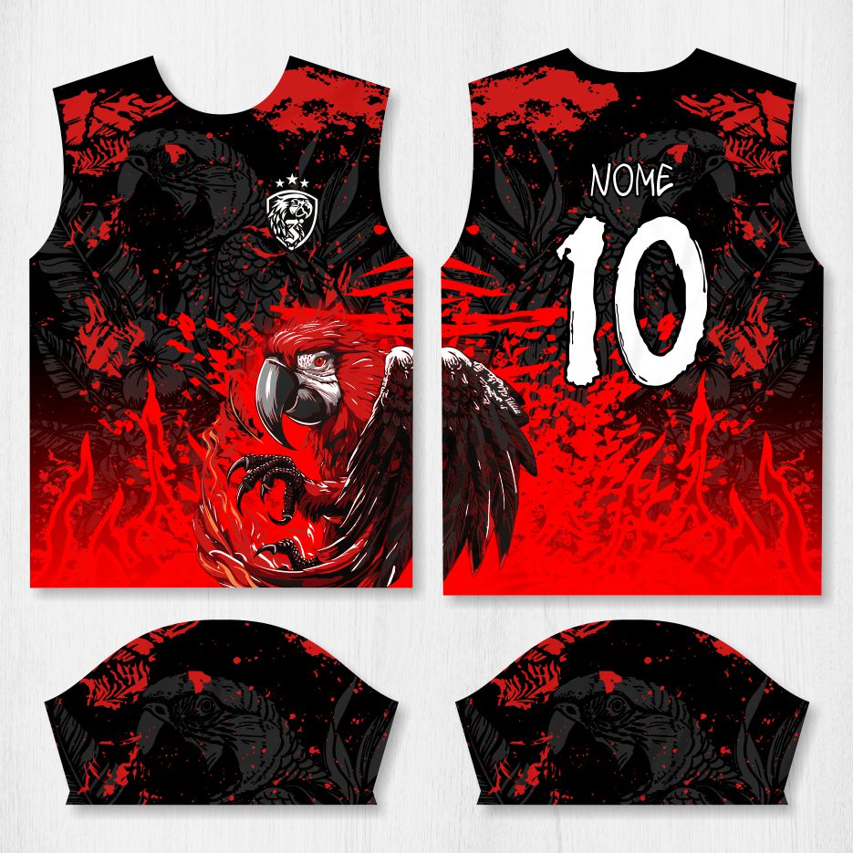 Arte para Camisa Interclasse Arara Vermelha - modelo-26A078