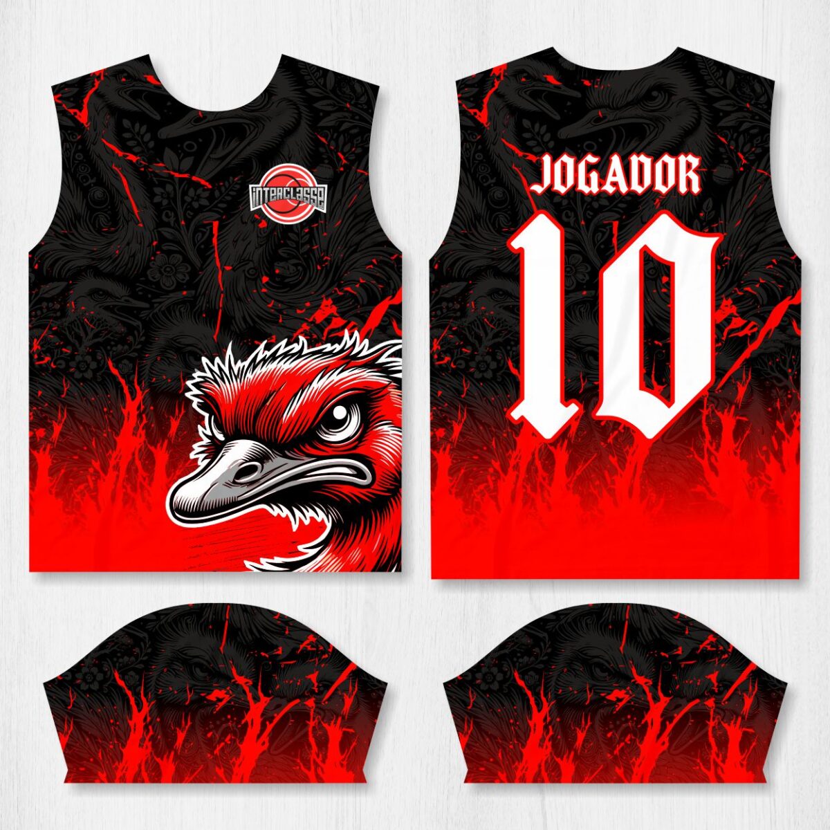 Arte para Camisa Interclasse Avestruz Vermelho – modelo-26B001