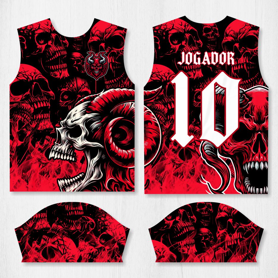 Arte para Camisa Interclasse Caveira Vermelha – modelo-26B029