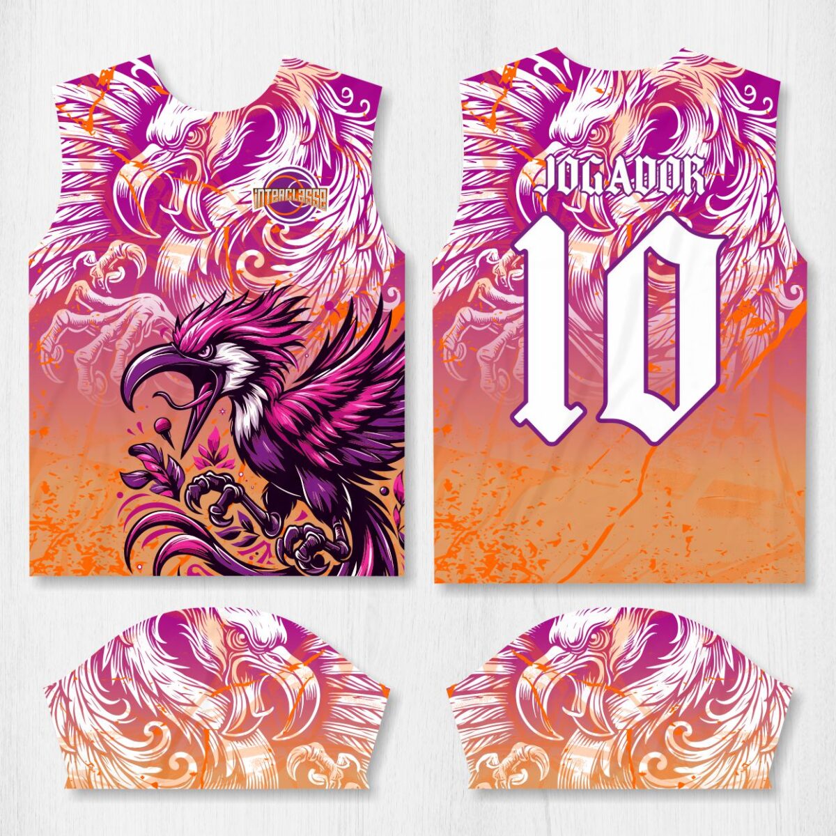Arte para Camisa Interclasse Pássaro Fênix Rosa – modelo-26B020
