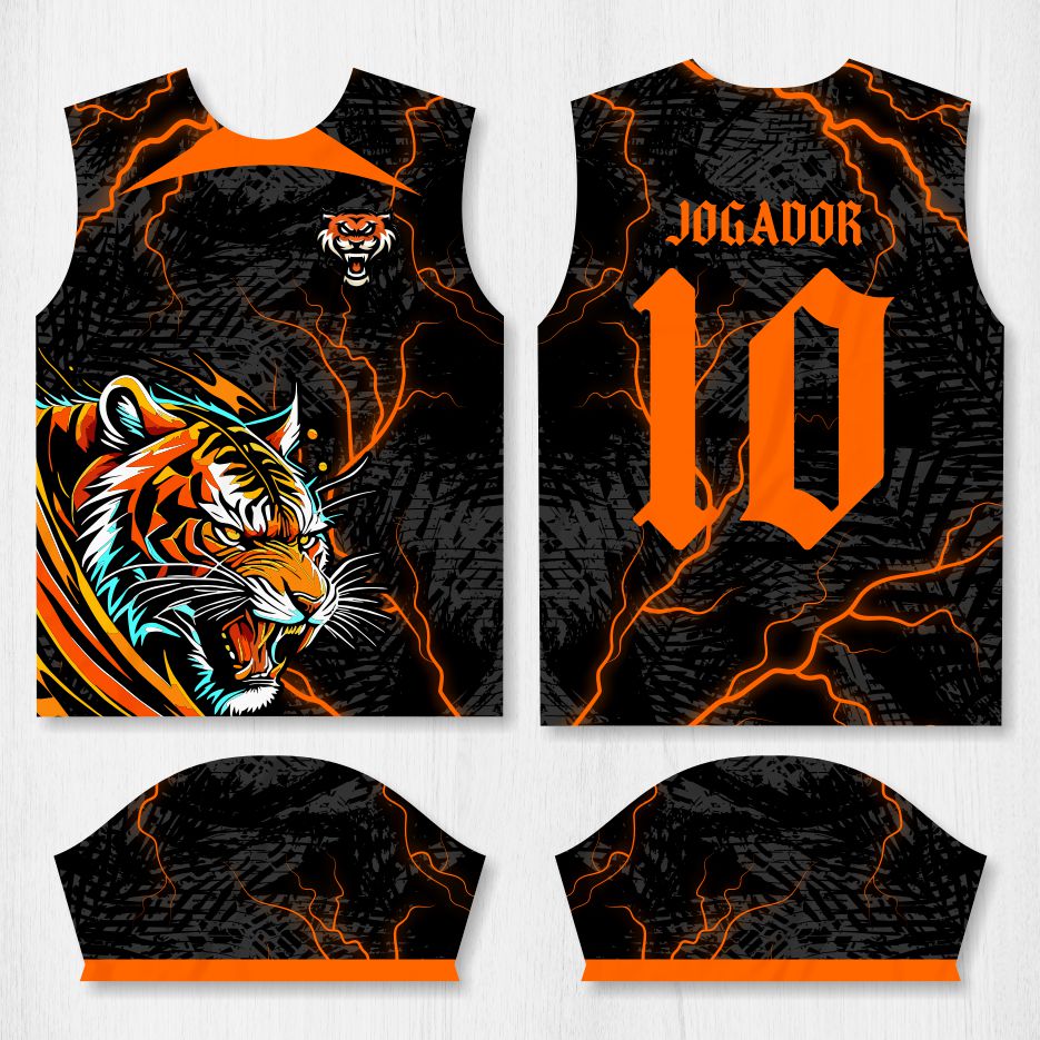 Arte para Camisa Interclasse Tigre Raios - modelo-26B079